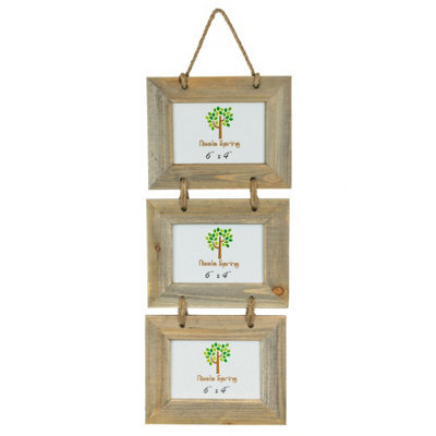"Nicola Spring Rustic Wooden Hanging 3 Photo Frame - 6 X 4"" - Natural" - image 1