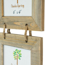 "Nicola Spring Rustic Wooden Hanging 3 Photo Frame - 6 X 4"" - Natural" - thumbnail 5