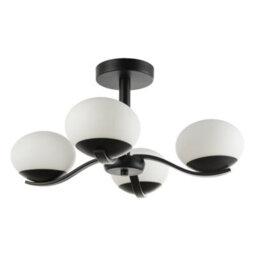 Happy Homewares Modern Matte Black Ceiling Light With Four Opal Oval Glass Shades - thumbnail 2