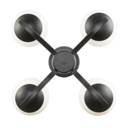 Happy Homewares Modern Matte Black Ceiling Light With Four Opal Oval Glass Shades - thumbnail 4