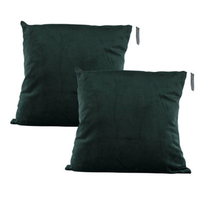 Urban Textures Pack Of 2 Velvet Cushion Covers 20 X 20 Inches Dark Green - image 1