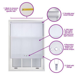 FURNISHED Roller Blind With Triple Diamond Eyelet - Made To Measure Mocha Roller Blind (W)150Cm X (L)165Cm - thumbnail 7