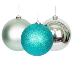 Shatchi Christmas Baubles Shatterproof Turquoise, Xmas Tree Decorations Ornaments Balls Hanging Decorations -Shiny,matte,glitter,10Cm/3Pcs - thumbnail 2
