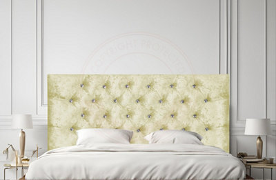 "COOL BED Cream Crushed Velvet 5Ft - King Size 20"" Chesterfield Headboard" - image 1