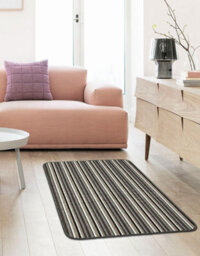 Silver Striped 8mm Thick Rectangle Mat For Bathroom, Kitchen, Easy To Clean Striped Mat - 67Cm X 100Cm