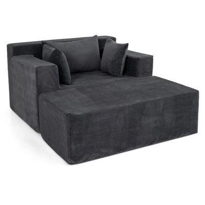 Single Foam Sofa With Ottoman Cozy Corduroy Bean Bag Chair - image 1