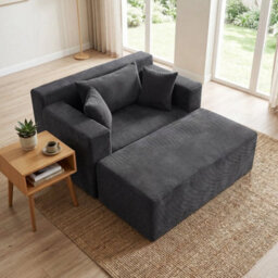 Single Foam Sofa With Ottoman Cozy Corduroy Bean Bag Chair - thumbnail 6