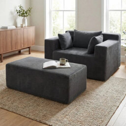 Single Foam Sofa With Ottoman Cozy Corduroy Bean Bag Chair - thumbnail 5