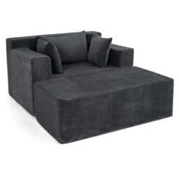 Single Foam Sofa With Ottoman Cozy Corduroy Bean Bag Chair - thumbnail 1
