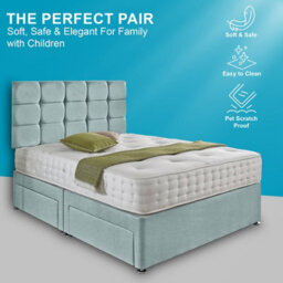 Dining Tables Rio Matching Headboard Divan Set, 2 Drawer On Same Side With Sprung 1500 Comfort Mattress - Double - thumbnail 2
