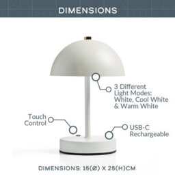 Global Gizmos 25Cm Mushroom Table Lamp - White - thumbnail 2