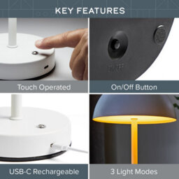 Global Gizmos 25Cm Mushroom Table Lamp - White - thumbnail 3