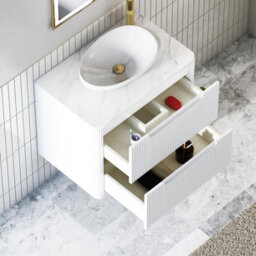 Royal Bathrooms Avenza 600mm Matt White Wall Hung Bathroom Countertop Vanity Unit 2 Drawer With Nova Basin - thumbnail 5