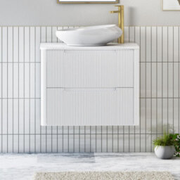 Royal Bathrooms Avenza 600mm Matt White Wall Hung Bathroom Countertop Vanity Unit 2 Drawer With Nova Basin - thumbnail 1