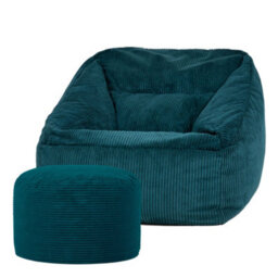 icon Natalia Large Beanbag And Round Footstool Corduroy Teal - thumbnail 3