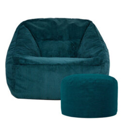 icon Natalia Large Beanbag And Round Footstool Corduroy Teal - thumbnail 1