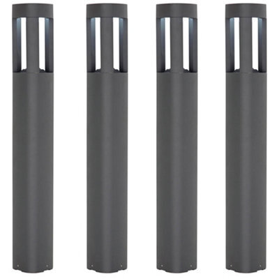 4 Pack Outdoor Post Bollard Light Grey Triangle Ip54 Modern Driveway Lamp Led - image 1