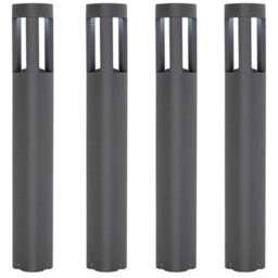 4 Pack Outdoor Post Bollard Light Grey Triangle Ip54 Modern Driveway Lamp Led