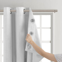 Aspire Homeware Plain Room Darkening Blackout Eyelet Curtain Pair Light Grey (W)168Cm X (D)137Cm With Tie Back Pair - thumbnail 6