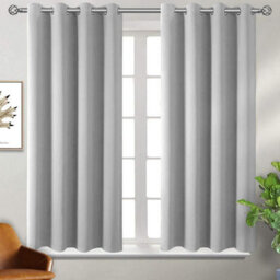 Aspire Homeware Plain Room Darkening Blackout Eyelet Curtain Pair Light Grey (W)168Cm X (D)137Cm With Tie Back Pair - thumbnail 2
