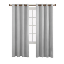 Aspire Homeware Plain Room Darkening Blackout Eyelet Curtain Pair Light Grey (W)168Cm X (D)137Cm With Tie Back Pair - thumbnail 1