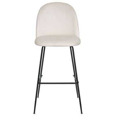 Beliani Set Of 2 Counter-Height Velvet Bar Chairs, Cream Upholstery, Black Steel Frame - image 1
