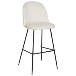 Beliani Set Of 2 Counter-Height Velvet Bar Chairs, Cream Upholstery, Black Steel Frame - thumbnail 4