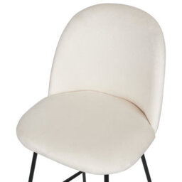 Beliani Set Of 2 Counter-Height Velvet Bar Chairs, Cream Upholstery, Black Steel Frame - thumbnail 7