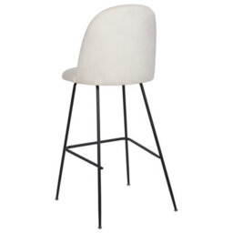 Beliani Set Of 2 Counter-Height Velvet Bar Chairs, Cream Upholstery, Black Steel Frame - thumbnail 6