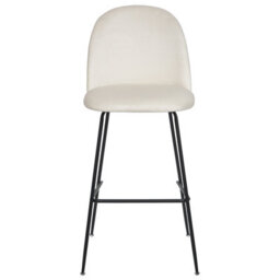 Beliani Set Of 2 Counter-Height Velvet Bar Chairs, Cream Upholstery, Black Steel Frame - thumbnail 1