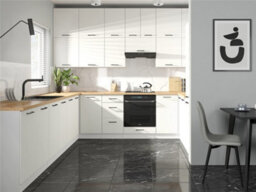Impact Furniture Kitchen Wall Cabinet 500mm Unit Modern Complete Cupboard 50Cm 1 Door White Chalk Gloss Slab Front - Junona - thumbnail 9