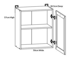Impact Furniture Kitchen Wall Cabinet 500mm Unit Modern Complete Cupboard 50Cm 1 Door White Chalk Gloss Slab Front - Junona - thumbnail 8
