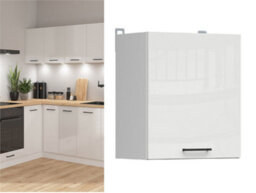 Impact Furniture Kitchen Wall Cabinet 500mm Unit Modern Complete Cupboard 50Cm 1 Door White Chalk Gloss Slab Front - Junona - thumbnail 1