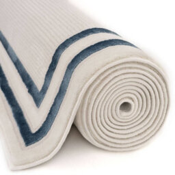The Rugs Carmel Cream/blue Bordered Area Rug And Runner Non Shedding, Stain Resistant, Soft - thumbnail 5