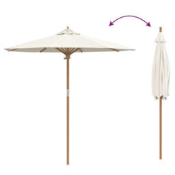 Berkfield Garden Parasol Cream White 217 X 217 X 230 Cm Bamboo - thumbnail 6