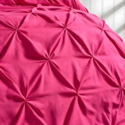 Ohs Pintuck Bedding Set Microfibre Pinch Pleat Duvet Cover With Pillowcase, Hot Pink - Double - thumbnail 2
