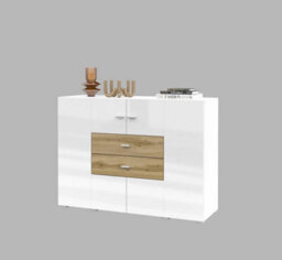 Arte Coby 43 Sideboard Cabinet - Stylish Storage In Oak & Gloss Finish - W1220mm X H890mm X D400mm - thumbnail 2
