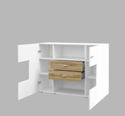Arte Coby 43 Sideboard Cabinet - Stylish Storage In Oak & Gloss Finish - W1220mm X H890mm X D400mm - thumbnail 3