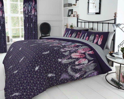 Smart Living Duvet Cover With Pillowcases Polycotton Quilt Bedding Cover Comfy Breathable Comforter Cover Set - Purple - image 1