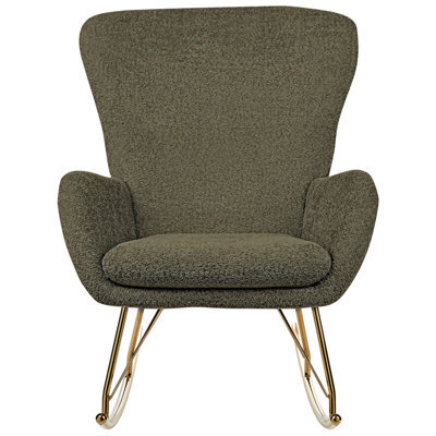 Wyld And Coco Dark Green Bouclé Rocking Chair With Metal Legs, W74 X D99 X H99Cm - image 1