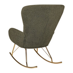 Wyld And Coco Dark Green Bouclé Rocking Chair With Metal Legs, W74 X D99 X H99Cm - thumbnail 5