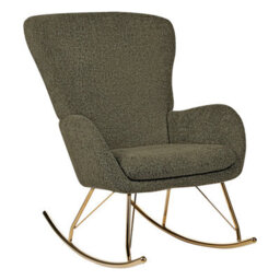 Wyld And Coco Dark Green Bouclé Rocking Chair With Metal Legs, W74 X D99 X H99Cm - thumbnail 4