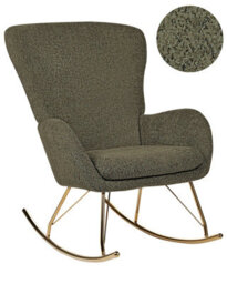 Wyld And Coco Dark Green Bouclé Rocking Chair With Metal Legs, W74 X D99 X H99Cm - thumbnail 3