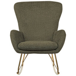 Wyld And Coco Dark Green Bouclé Rocking Chair With Metal Legs, W74 X D99 X H99Cm - thumbnail 1