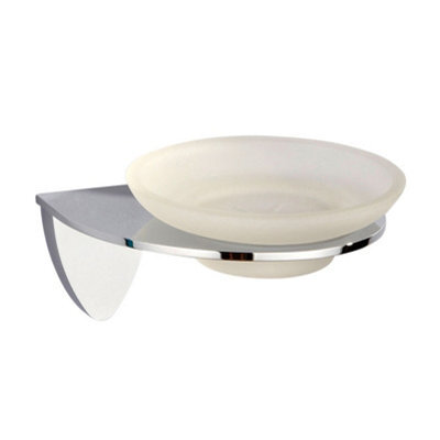 Plum&clay Melody Wall Mounted Bathroom Soap Holder Chrome & Glass Dish - image 1