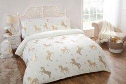 Smart Living Luxury Fleece Unicorn Foil Duvet Cover With Pillowcase - thumbnail 1