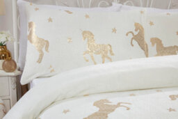 Smart Living Luxury Fleece Unicorn Foil Duvet Cover With Pillowcase - thumbnail 2