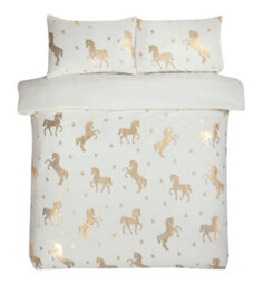 Smart Living Luxury Fleece Unicorn Foil Duvet Cover With Pillowcase - thumbnail 3