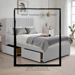 Silver Plush Sawana 4Ft Small Double Bed With 20 Inch Headboard With Mattress And 2Drawers - thumbnail 3