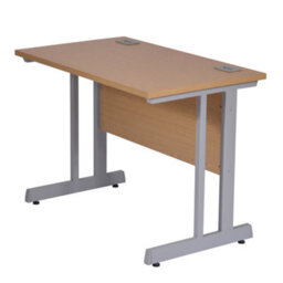 RB UK Nautilus Designs Computer Desk Oak Top Silver Frame Workstation With Cable Management For Home Office, Gaming (W)1200M
